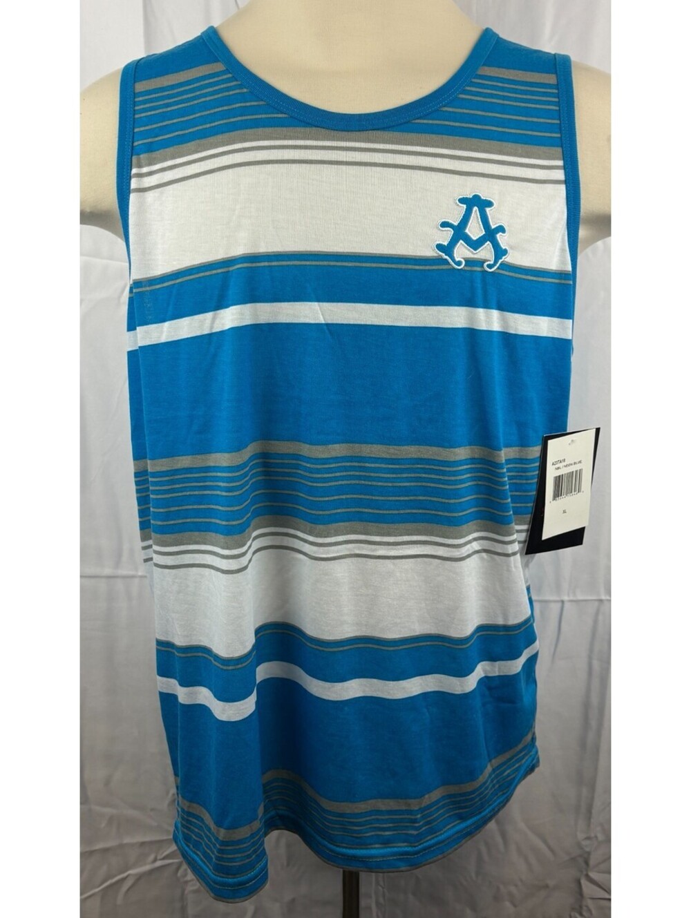 Akademiks Men's XL Blue White Striped Tank Top Logo NEW